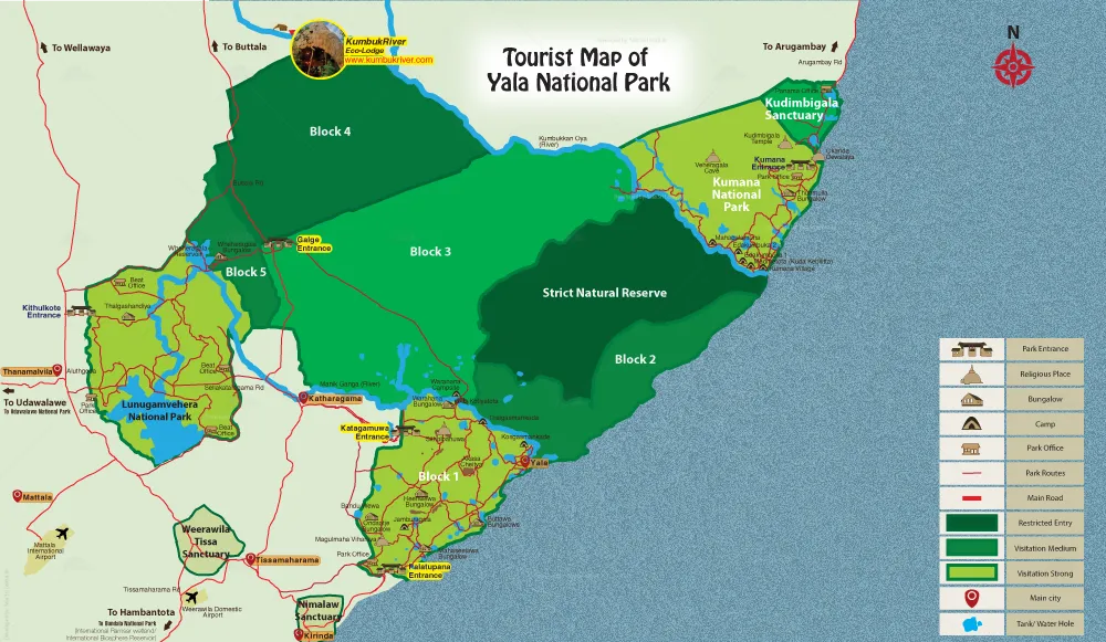 map of wilpattu